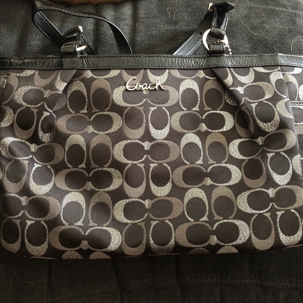 Black and Silver Coach Purse
